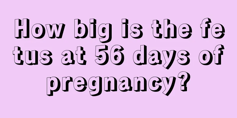 How big is the fetus at 56 days of pregnancy? 