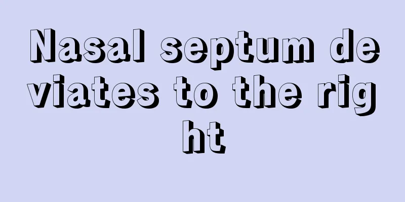 Nasal septum deviates to the right