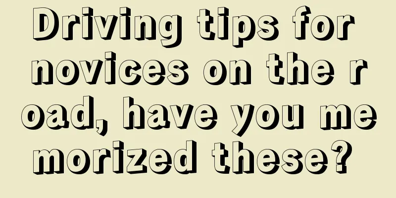 Driving tips for novices on the road, have you memorized these? 